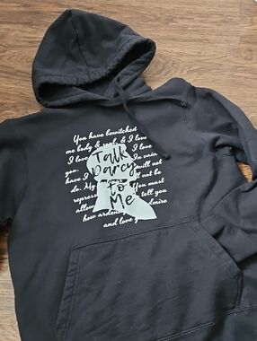 Jane Austen Pride & Prejudice Talk Darcy to Me Hoodie Women's Small Pullover